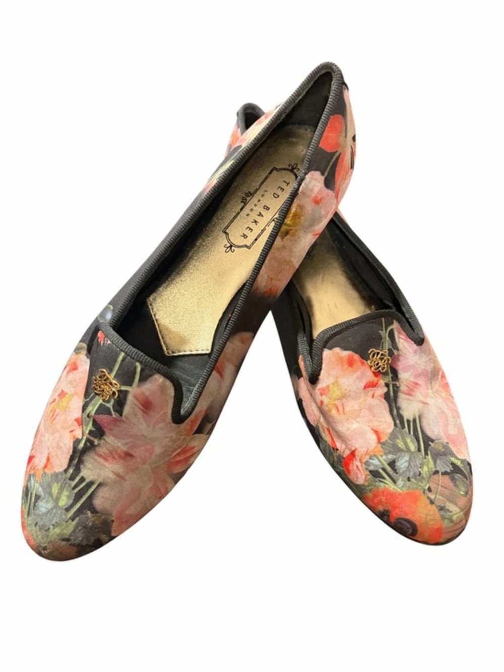 Ted Baker London Black Floral Velvet Slip-On Loafers